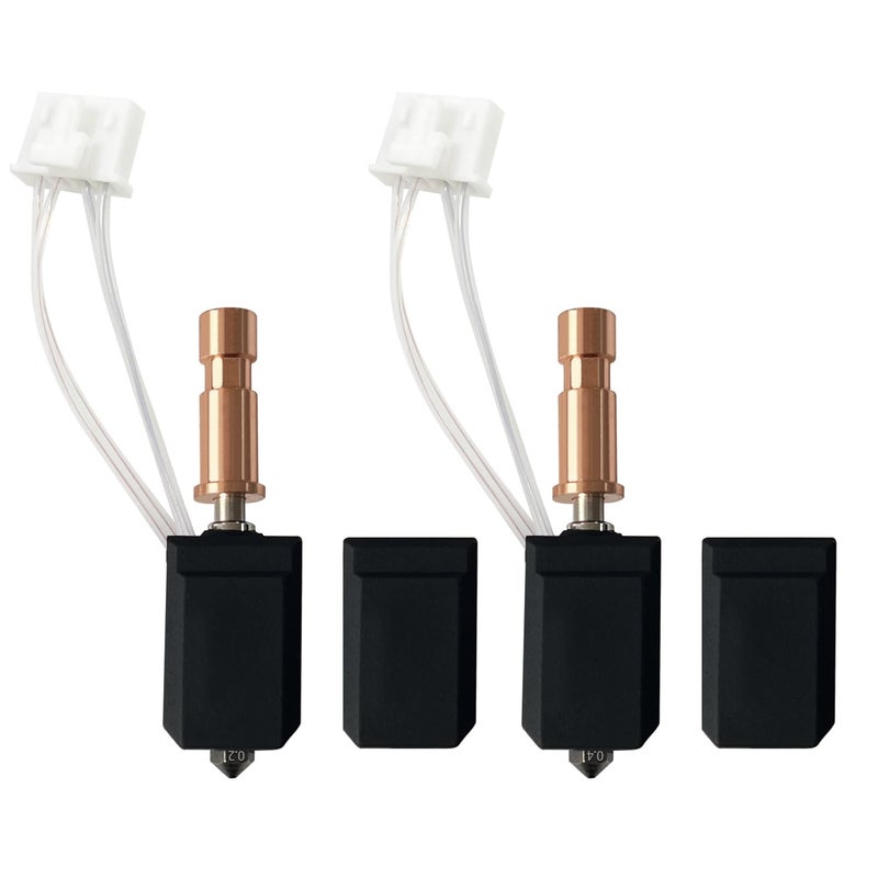 HzdaDeve 0.2MM 0.4MM Ceramic Hotend for Kobra S1 Combo Stainless Steel Print Head Extruder Kit Hot End Hardened Nozzle 200K Thermistor with Extra 2PK Silicone Cover for Anycubic Kobra S1 (2 Pack) - Image 1